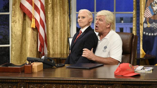Kate McKinnon as Attorney General Jeff Sessions and Alec Baldwin as President Trump in the opening sketch of the 43rd season premiere of Saturday Night Live. Kate McKinnon as Attorney General Jeff Sessions and Alec Baldwin as President Trump in the opening sketch of the 43rd season premiere of Saturday Night Live.
