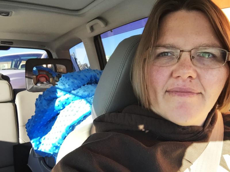 Tricia Olson takes a selfie of herself and her son Augustus, or Gus, who sits in his car seat. Olson took three weeks of unpaid leave from her job at a towing company in Rock Springs, Wyo., after giving birth. Tricia Olson takes a selfie of herself and her son Augustus, or Gus, who sits in his car seat. Olson took three weeks of unpaid leave from her job at a towing company in Rock Springs, Wyo., after giving birth.
