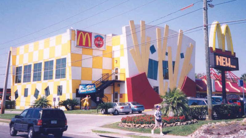 The World's Largest Entertainment McDonald's in Orlando, Fla., was once known for its bizarre exterior. The restaurant has since undergone renovations. It is a planned stop on Max Krieger's tour of strange and unusual McDonald's in Florida. The World's Largest Entertainment McDonald's in Orlando, Fla., was once known for its bizarre exterior. The restaurant has since undergone renovations. It is a planned stop on Max Krieger's tour of strange and unusual McDonald's in Florida.
