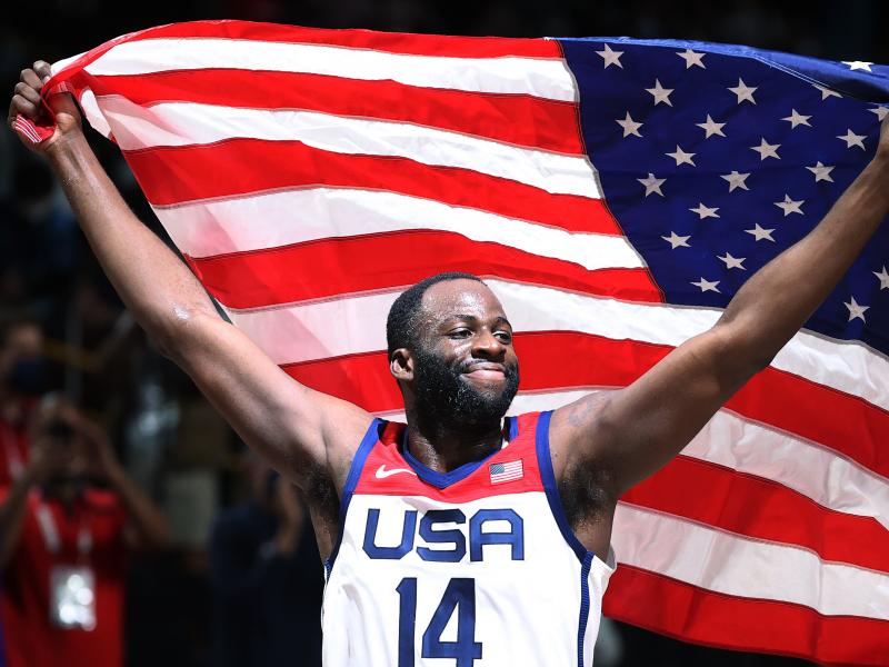 Draymond Green of Team USA celebrates following the U.S. victory over France in the Men's Basketball gold medal game on Saturday at the Tokyo 2020 Olympic Games. Draymond Green of Team USA celebrates following the U.S. victory over France in the Men's Basketball gold medal game on Saturday at the Tokyo 2020 Olympic Games.