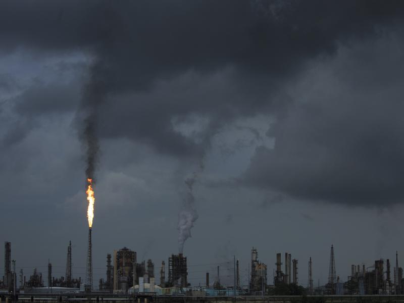 A gas flare from the Shell Chemical LP petroleum refinery illuminates the sky on Aug. 21 in Norco, La. A gas flare from the Shell Chemical LP petroleum refinery illuminates the sky on Aug. 21 in Norco, La.