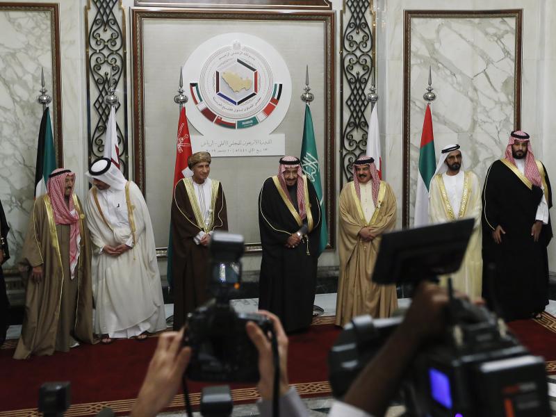 Leaders of the Gulf Cooperation Council pose for photographers following their summit in Riyadh, Saudi Arabia, in December 2019. Leaders of the Gulf Cooperation Council pose for photographers following their summit in Riyadh, Saudi Arabia, in December 2019.