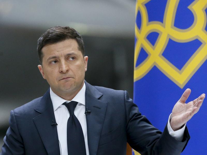 Ukrainian President Volodymyr Zelenskyy speaks during a news conference in Kyiv, Ukraine, in May. Ukrainian President Volodymyr Zelenskyy speaks during a news conference in Kyiv, Ukraine, in May.