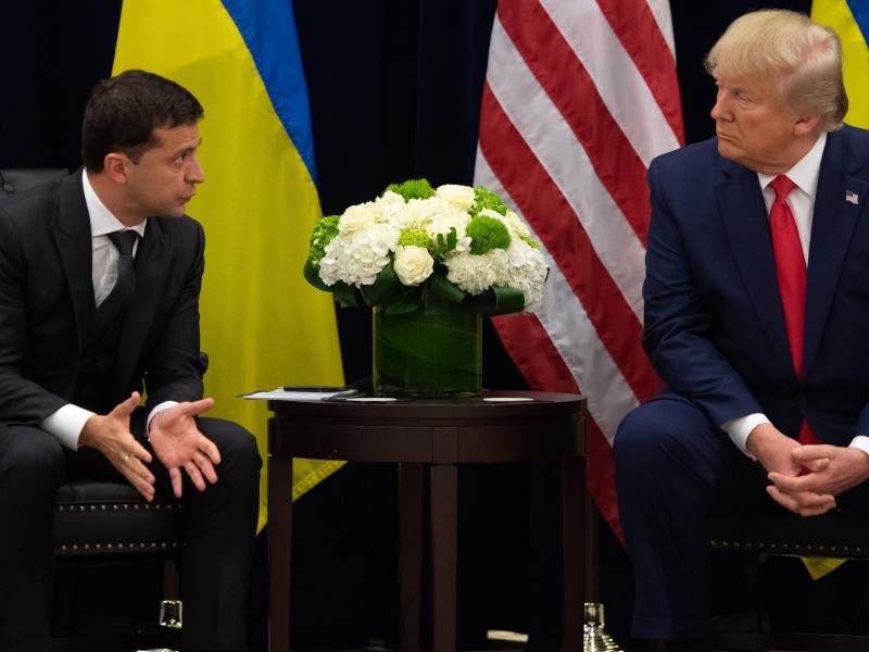 President Trump and Ukrainian President Volodymyr Zelenskiy speak during a meeting in New York on Wednesday, on the sidelines of the U.N. General Assembly in New York City. President Trump and Ukrainian President Volodymyr Zelenskiy speak during a meeting in New York on Wednesday, on the sidelines of the U.N. General Assembly in New York City.