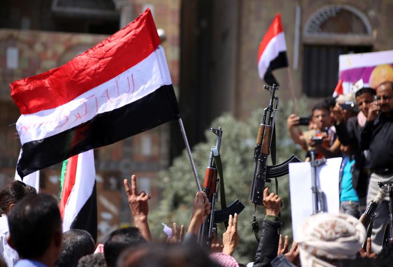 Yemenis wave their national flag during a rally commemorating the anniversary of the 2011 Arab Spring uprising that toppled the then-President Ali Abdullah Saleh, on Feb. 11, 2016, in the southern city of Taez. This year the Middle Eastern country marks t Yemenis wave their national flag during a rally commemorating the anniversary of the 2011 Arab Spring uprising that toppled the then-President Ali Abdullah Saleh, on Feb. 11, 2016, in the southern city of Taez. This year the Middle Eastern country marks t