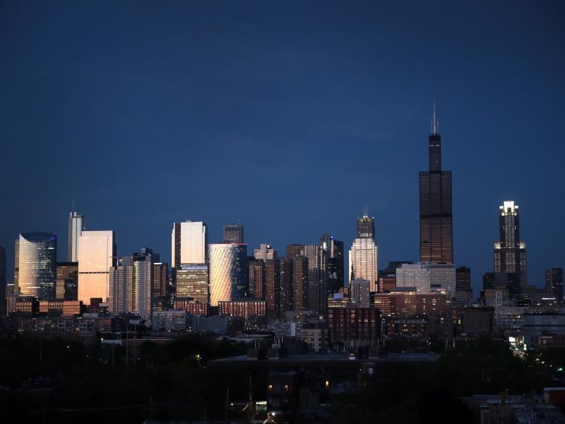 The Willis Tower rises above the downtown skyline on May 20, 2020 in Chicago. The Willis Tower, constructed as the Sears Tower, was once the world's tallest building. The Willis Tower rises above the downtown skyline on May 20, 2020 in Chicago. The Willis Tower, constructed as the Sears Tower, was once the world's tallest building.
