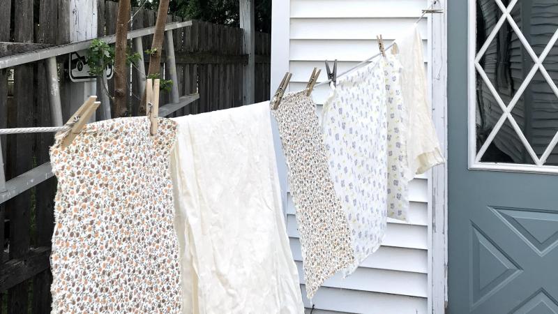 Freshly laundered quilting fabric, courtesy of Emma Bowers. Freshly laundered quilting fabric, courtesy of Emma Bowers.