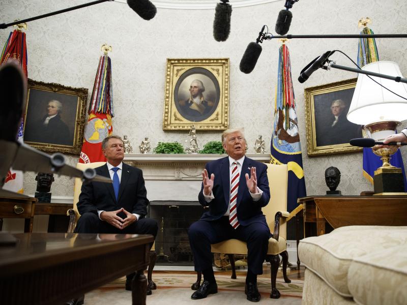 President Trump spoke during a meeting with Romanian President Klaus Iohannis in the Oval Office. He has softened his position on background checks since earlier this month. President Trump spoke during a meeting with Romanian President Klaus Iohannis in the Oval Office. He has softened his position on background checks since earlier this month.