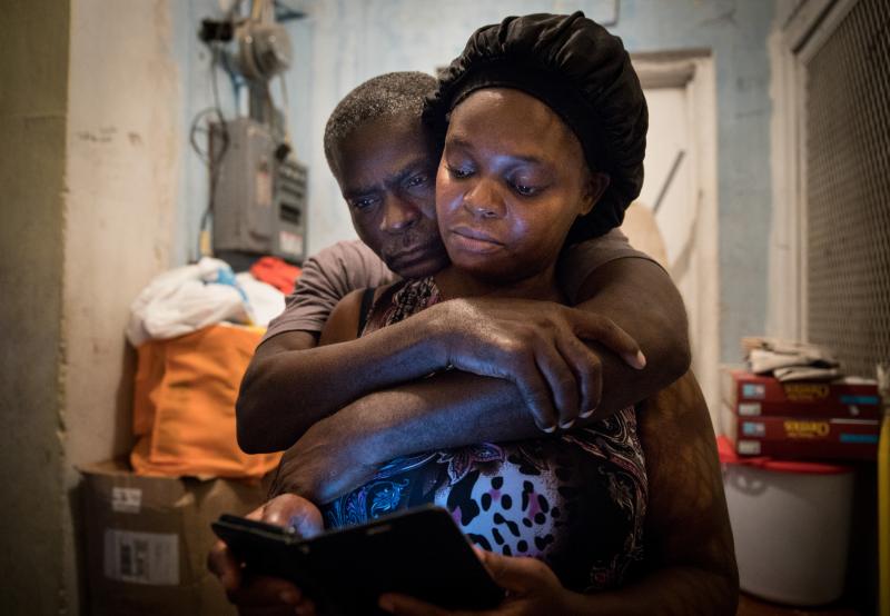 A month after Hurricane Dorian devastated the Bahamas, Sherrine Petit Homme LaFrance gets a hug from husband Ferrier Petit Homme. The storm destroyed their home on Grand Abaco Island. They are now living with China Laguerre in Nassau. A month after Hurricane Dorian devastated the Bahamas, Sherrine Petit Homme LaFrance gets a hug from husband Ferrier Petit Homme. The storm destroyed their home on Grand Abaco Island. They are now living with China Laguerre in Nassau.