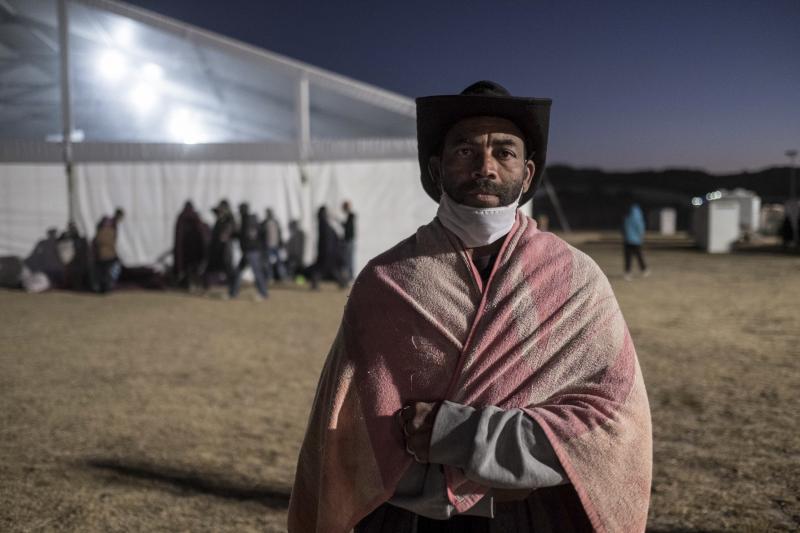 George Baraina Dos Santos, photographed at a camp for the homeless in Standfontein, Cape Town, South Africa. The city's homeless population were broght here by the government as part of the city's corona virus response, but many say they felt safer on the George Baraina Dos Santos, photographed at a camp for the homeless in Standfontein, Cape Town, South Africa. The city's homeless population were broght here by the government as part of the city's corona virus response, but many say they felt safer on the