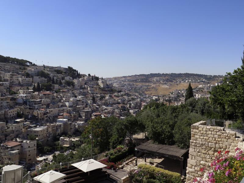 A view of the Silwan neighborhood from the City of David park, with the al-Bustan area at the bottom of the valley. A view of the Silwan neighborhood from the City of David park, with the al-Bustan area at the bottom of the valley.
