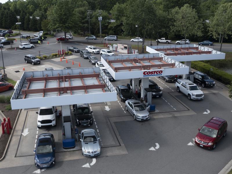 Customers swarm a COSTCO gas station amid fears of a gas shortage in Richmond, Va., Tuesday. The line at the facility extended around the entire building. Customers swarm a COSTCO gas station amid fears of a gas shortage in Richmond, Va., Tuesday. The line at the facility extended around the entire building.