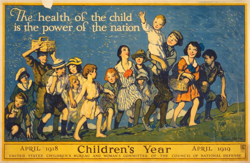 A poster put out by the U.S. Children's Bureau in 1918. A poster put out by the U.S. Children's Bureau in 1918.