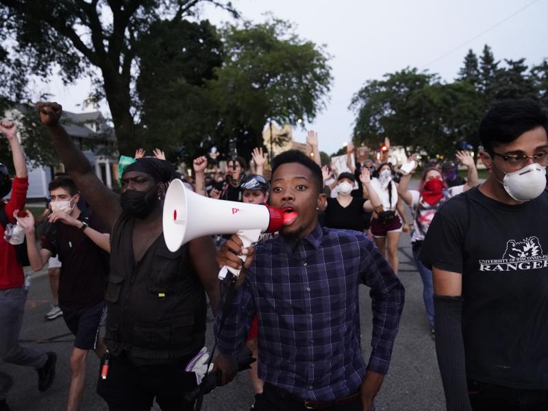 Protesters march on Wednesday against the Sunday police shooting of Jacob Blake in Kenosha, Wis., over the weekend. Protesters march on Wednesday against the Sunday police shooting of Jacob Blake in Kenosha, Wis., over the weekend.