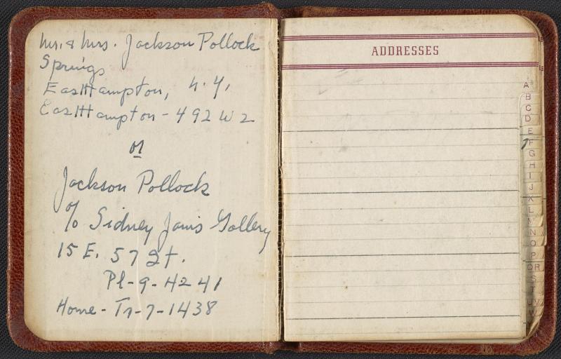 Jackson Pollock and Lee Krasner's address book, circa 1950-1956 Jackson Pollock and Lee Krasner's address book, circa 1950-1956