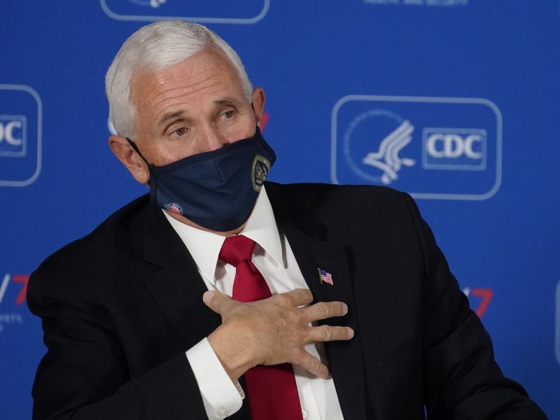 Vice President Pence speaks Friday during a briefing on COVID-19 at the Centers for Disease Control and Prevention in Atlanta. Vice President Pence speaks Friday during a briefing on COVID-19 at the Centers for Disease Control and Prevention in Atlanta.
