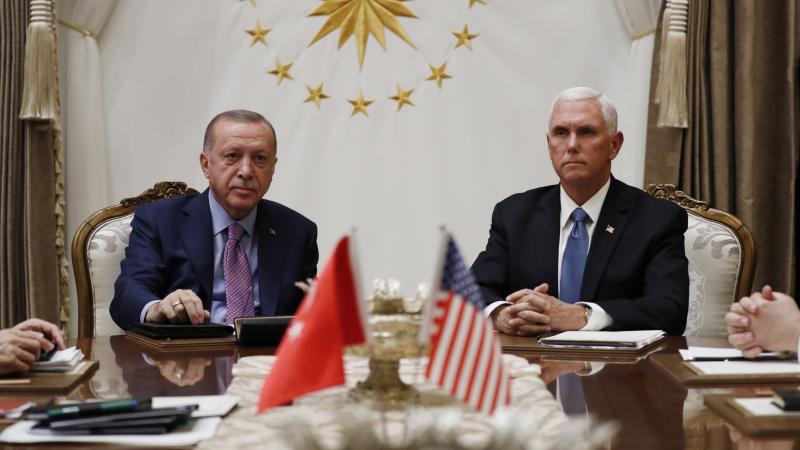 Turkish President Recep Tayyip Erdogan and Vice President Pence meet Thursday at the Presidential Palace in Ankara, Turkey, for talks on the Kurds and Syria. Turkish President Recep Tayyip Erdogan and Vice President Pence meet Thursday at the Presidential Palace in Ankara, Turkey, for talks on the Kurds and Syria.