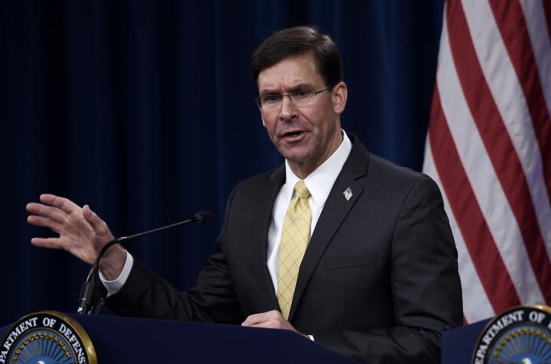 Defense Secretary Mark Esper, here at a Pentagon press conference in March, says he does not support invoking the 1807 Insurrection Act to deal with the current unrest in the nation. Defense Secretary Mark Esper, here at a Pentagon press conference in March, says he does not support invoking the 1807 Insurrection Act to deal with the current unrest in the nation.