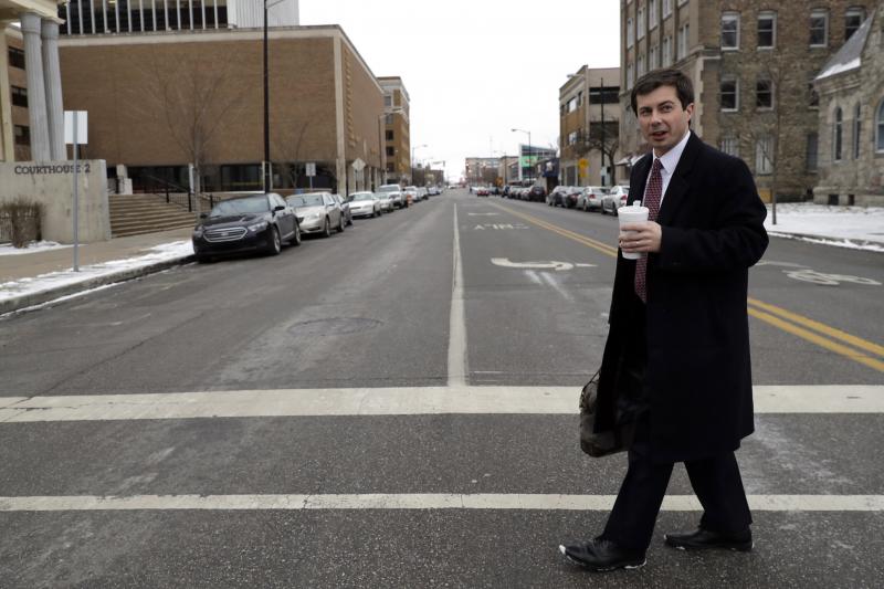 Mayor Pete Buttigieg in downtown South Bend, Ind., in January, 2019. First elected in 2011, Buttigieg has based his presidential candidacy, in part, around the revival of South Bend that he's helped engineer. Mayor Pete Buttigieg in downtown South Bend, Ind., in January, 2019. First elected in 2011, Buttigieg has based his presidential candidacy, in part, around the revival of South Bend that he's helped engineer.