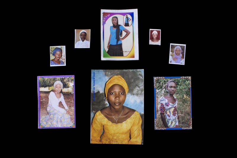 Gordon arranged the photos of some of the kidnapped girls, provided by their families. Top row left to right: Yana Pogu, Rhoda Peters, Saratu Ayuba, Comfort, Bullus, Dorcas Yakubu. Bottom row left to right: Hauwa Mutah, Hajara Isa, Rivkatu Ngalang.' Gordon arranged the photos of some of the kidnapped girls, provided by their families. Top row left to right: Yana Pogu, Rhoda Peters, Saratu Ayuba, Comfort, Bullus, Dorcas Yakubu. Bottom row left to right: Hauwa Mutah, Hajara Isa, Rivkatu Ngalang.'