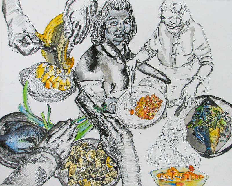 "Things were really hard around the time I drew this, I was exploring my family's relationship with one another," Jackie says. "This one of my mom: I thought a lot about her hands. Her hands are the hands of a laborer. After a life of labor these hands ar "Things were really hard around the time I drew this, I was exploring my family's relationship with one another," Jackie says. "This one of my mom: I thought a lot about her hands. Her hands are the hands of a laborer. After a life of labor these hands ar