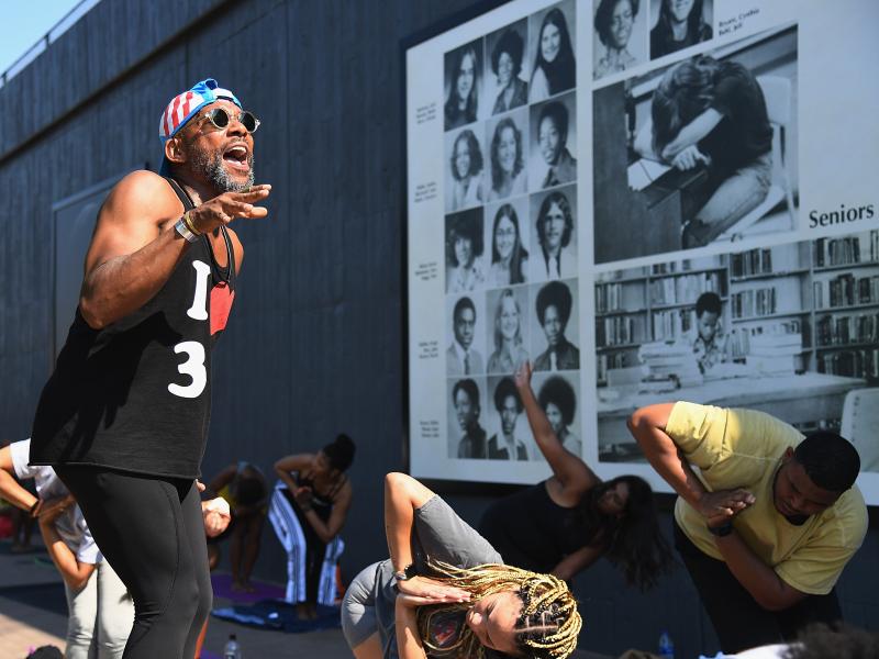 Marlon F. Hall leads a yoga class next to Interstate 244, which runs through the Tulsa neighborhood of Greenwood, the location of the Tulsa Race Massacre 100 years ago. Tulsa's celebration of Juneteenth comes less than three weeks after the anniversary. Marlon F. Hall leads a yoga class next to Interstate 244, which runs through the Tulsa neighborhood of Greenwood, the location of the Tulsa Race Massacre 100 years ago. Tulsa's celebration of Juneteenth comes less than three weeks after the anniversary.