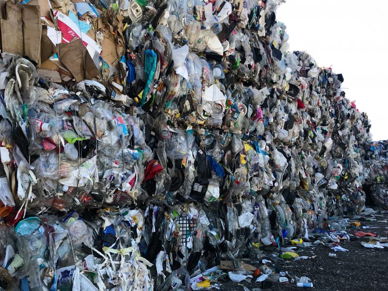 A wall of plastic trash at Garten Services in Salem, Ore., is headed to the landfill. The vast majority of plastic can't be or won't be recycled. A wall of plastic trash at Garten Services in Salem, Ore., is headed to the landfill. The vast majority of plastic can't be or won't be recycled.