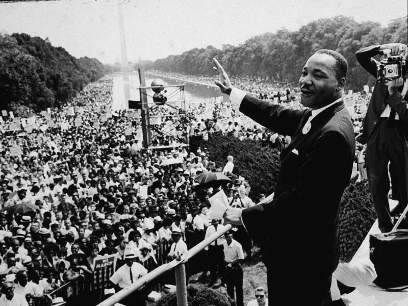 Martin Luther King Jr. addresses the crowd at the March On Washington D.C., on Aug. 28, 1963. Martin Luther King Jr. addresses the crowd at the March On Washington D.C., on Aug. 28, 1963.