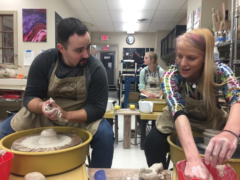 Emily Ligawiec (right) and Officer Jon Cacela take weekly pottery classes together in Ware, Mass. Rather than arrest Ligawiec last winter when she took heroin and stole her mom's car, he offered her help. Emily Ligawiec (right) and Officer Jon Cacela take weekly pottery classes together in Ware, Mass. Rather than arrest Ligawiec last winter when she took heroin and stole her mom's car, he offered her help.