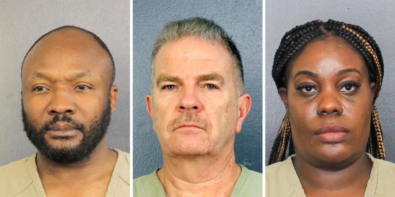 Sergo Colin (from left), Jorge Carballo and Althia Meggie, all former workers at the Rehabilitation Center at Hollywood Hills, in Florida, face multiple counts of aggravated manslaughter. Meggie and another nurse face additional charges related to tamperi Sergo Colin (from left), Jorge Carballo and Althia Meggie, all former workers at the Rehabilitation Center at Hollywood Hills, in Florida, face multiple counts of aggravated manslaughter. Meggie and another nurse face additional charges related to tamperi