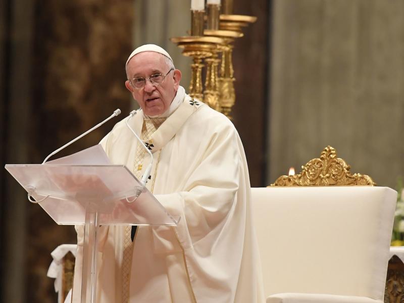 Pope Francis celebrates a holy mass at St. Peter's basilica in the Vatican. Pope Francis celebrates a holy mass at St. Peter's basilica in the Vatican.