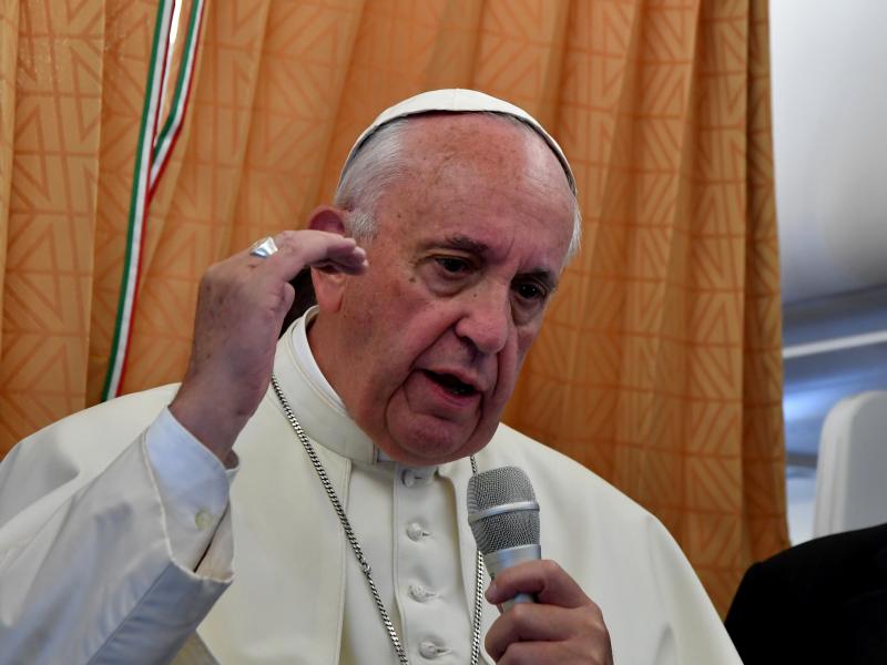 Pope Francis talks to journalists on his flight back to Rome on Sunday, following a visit to Armenia. Pope Francis talks to journalists on his flight back to Rome on Sunday, following a visit to Armenia.