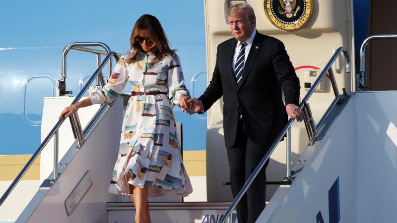 President Trump and first lady Melania arrive in Tokyo. North Korea and trade are expected to be on the weekend's agenda. President Trump and first lady Melania arrive in Tokyo. North Korea and trade are expected to be on the weekend's agenda.