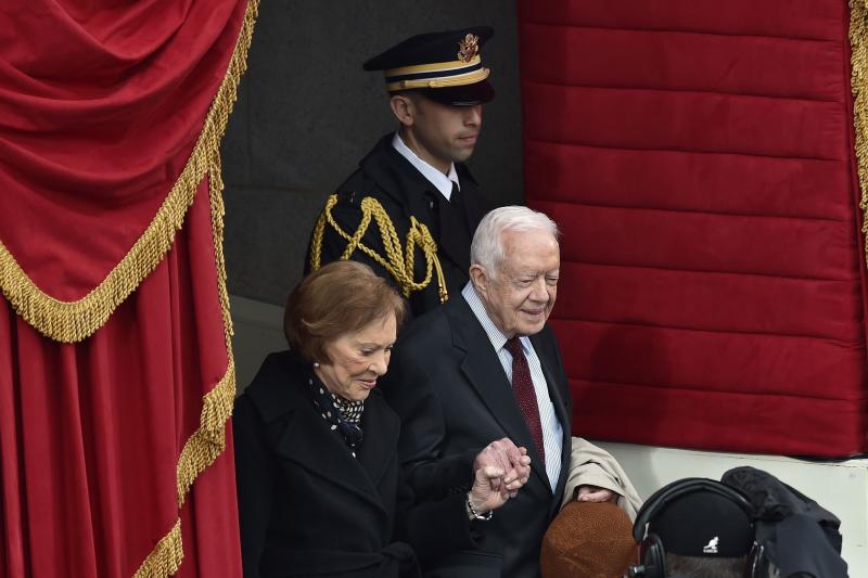 Former President Jimmy Carter and his wife Rosalynn Carter at the inauguration of President Donald Trump on Jan. 20, 2017. The two presidents spoke for the first time on Saturday about China. Former President Jimmy Carter and his wife Rosalynn Carter at the inauguration of President Donald Trump on Jan. 20, 2017. The two presidents spoke for the first time on Saturday about China.
