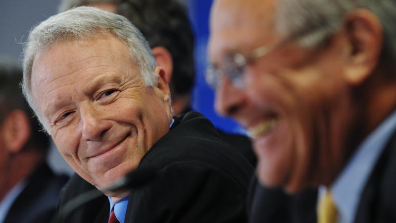 Lewis "Scooter" Libby, former chief of staff to Vice President Dick Cheney, shares a laugh with former Defense Secretary Donald Rumsfeld during a discussion at the conservative Hudson Institute. Lewis "Scooter" Libby, former chief of staff to Vice President Dick Cheney, shares a laugh with former Defense Secretary Donald Rumsfeld during a discussion at the conservative Hudson Institute.