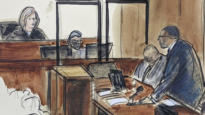 A courtroom sketch shows R. Kelly telling Judge Ann M. Donnelly he won't take the stand in his own defense. A courtroom sketch shows R. Kelly telling Judge Ann M. Donnelly he won't take the stand in his own defense.