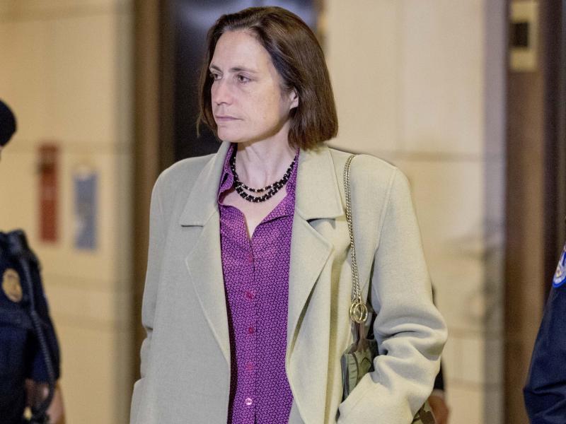 Fiona Hill, a former White House adviser on Russia, arrives for a closed-door meeting as part of the House impeachment inquiry on Monday. Fiona Hill, a former White House adviser on Russia, arrives for a closed-door meeting as part of the House impeachment inquiry on Monday.