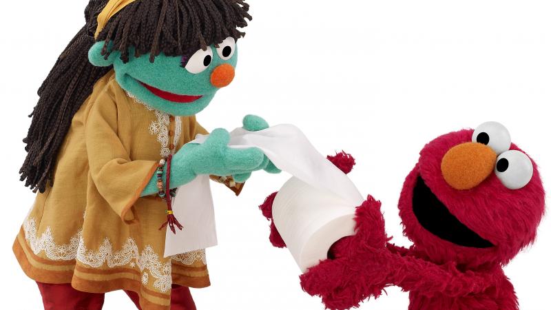 Raya might tickle Elmo with toilet paper if he doesn't use it properly. Raya might tickle Elmo with toilet paper if he doesn't use it properly.