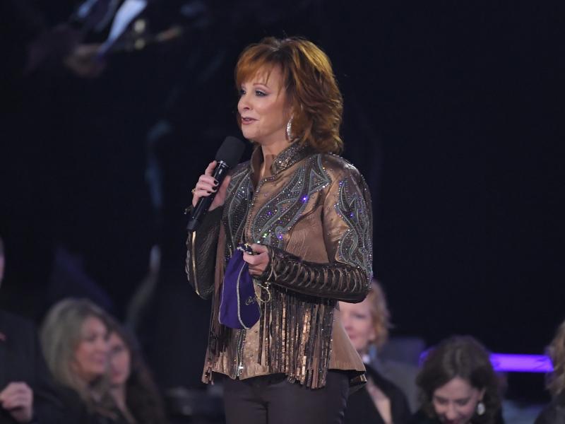 Reba McEntire appears at the Country Music Association Awards in 2019. The singer was rescued from a building in Oklahoma this week after a staircase collapsed. Reba McEntire appears at the Country Music Association Awards in 2019. The singer was rescued from a building in Oklahoma this week after a staircase collapsed.