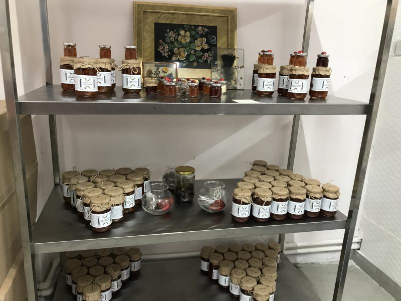 Some of the jams and preserves made by the "Women's Solidarity Kitchen" in Istanbul, on display in their commercial kitchen. Some of the jams and preserves made by the "Women's Solidarity Kitchen" in Istanbul, on display in their commercial kitchen.