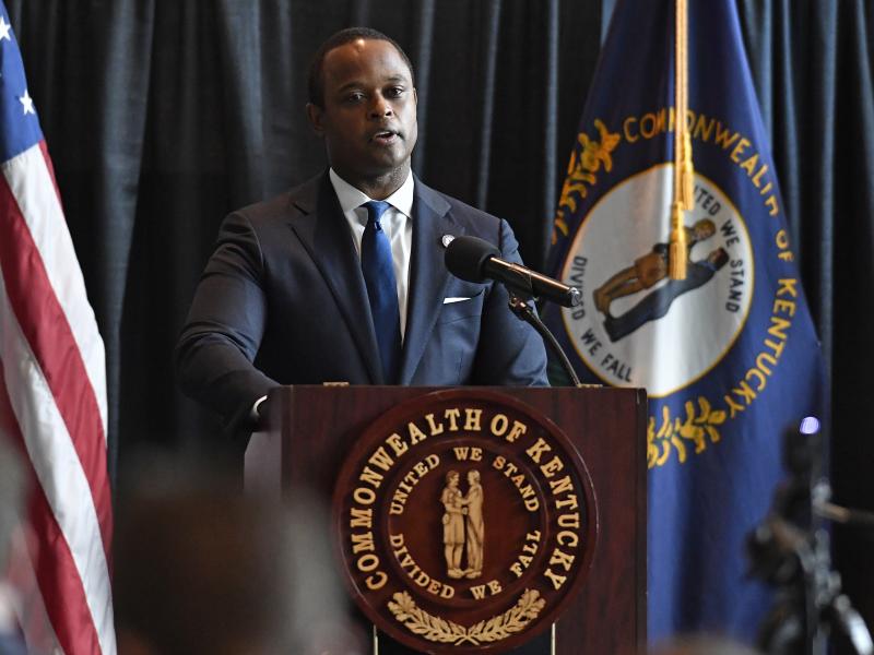 Kentucky Attorney General Daniel Cameron, shown here earlier this month, has filed a motion requesting more time to release a grand jury recording in the Breonna Taylor case. Kentucky Attorney General Daniel Cameron, shown here earlier this month, has filed a motion requesting more time to release a grand jury recording in the Breonna Taylor case.