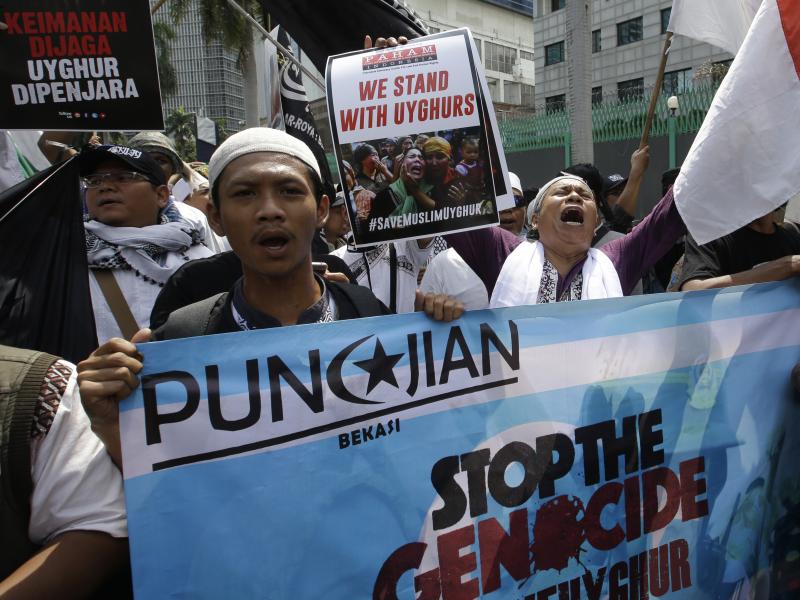 Outside the Chinese Embassy in Jakarta, Indonesian protesters in 2018 demand an end to China's mass detention of Uighur Muslims. On Monday, the United States Commission on International Religious Freedom released its 20th annual report. Outside the Chinese Embassy in Jakarta, Indonesian protesters in 2018 demand an end to China's mass detention of Uighur Muslims. On Monday, the United States Commission on International Religious Freedom released its 20th annual report.