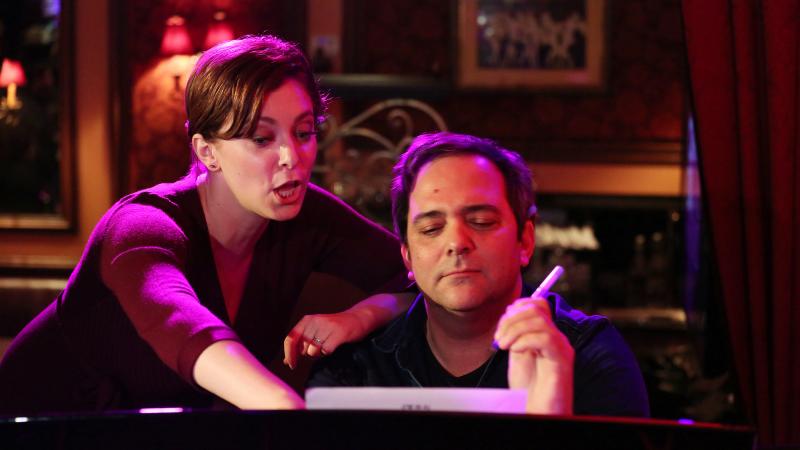 Rachel Bloom and Adam Schlesinger perform together in New York City in 2016. Rachel Bloom and Adam Schlesinger perform together in New York City in 2016.