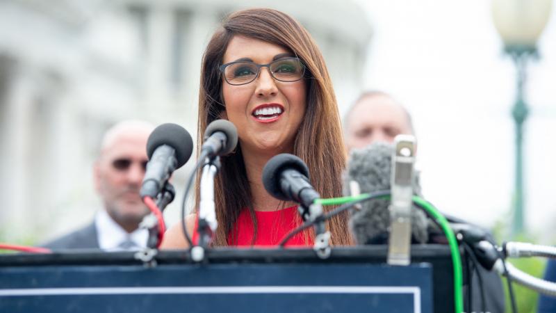 Rep. Lauren Boebert, R-Colo., speaks during a news conference outside the Capitol in August. Rep. Lauren Boebert, R-Colo., speaks during a news conference outside the Capitol in August.