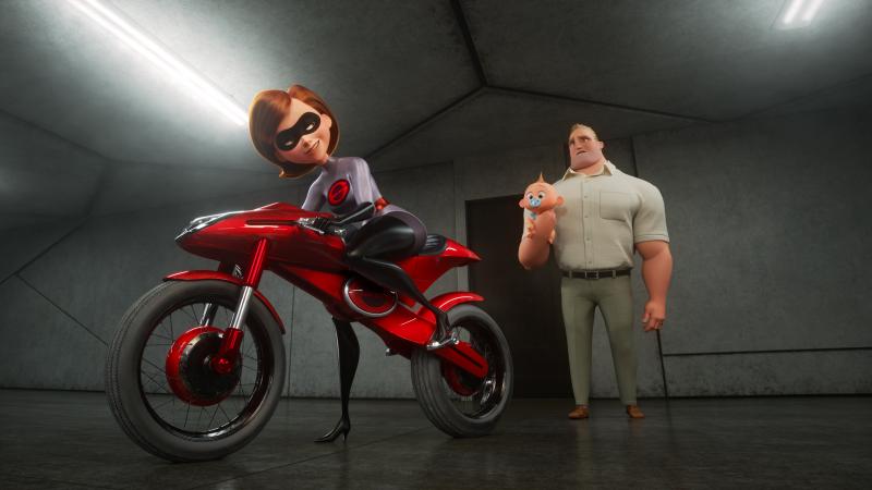 Don't Wait Up: Elastigirl (voiced by Holly Hunter) prepares to do some derring-do, leaving Mr. Incredible (voiced by Craig T. Nelson) to his stay-at-home-superdad duties, in The Incredibles 2. Don't Wait Up: Elastigirl (voiced by Holly Hunter) prepares to do some derring-do, leaving Mr. Incredible (voiced by Craig T. Nelson) to his stay-at-home-superdad duties, in The Incredibles 2.