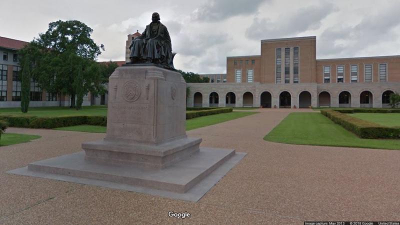 Rice University says many undergraduate students from families with incomes up to $200,000 "will no longer be required to take out loans." Here, a statue of the school's founder, William Marsh Rice, is seen on its campus in Houston. Rice University says many undergraduate students from families with incomes up to $200,000 "will no longer be required to take out loans." Here, a statue of the school's founder, William Marsh Rice, is seen on its campus in Houston.