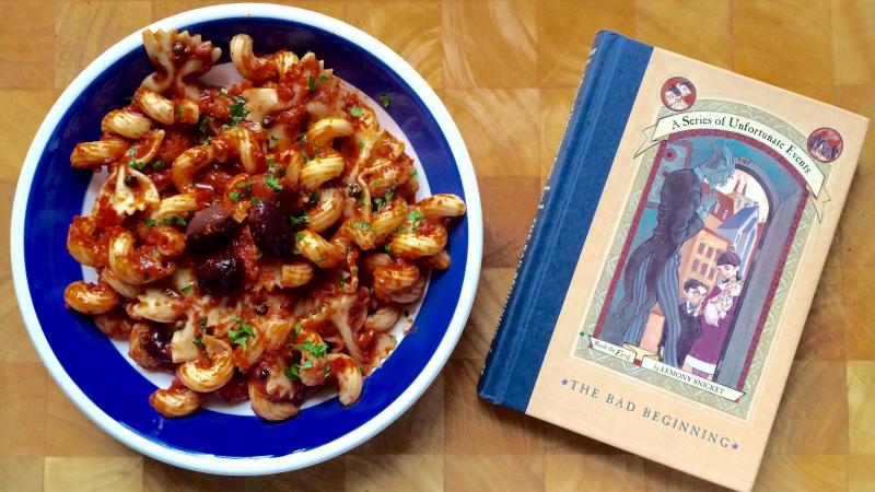 Pasta puttanesca is perhaps the most well-known dish among Lemony Snicket fans, although Count Olaf would have preferred roast beef. Pasta puttanesca is perhaps the most well-known dish among Lemony Snicket fans, although Count Olaf would have preferred roast beef.