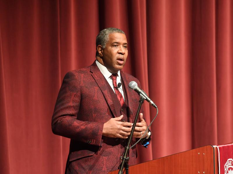Robert F. Smith, founder, chairman and CEO of Vista Equity Partners, speaks at Morehouse College on Feb. 17, 2018 in Atlanta. Smith announced on Sunday he will pay off the student debt of the college's entire 2019 graduating class. Robert F. Smith, founder, chairman and CEO of Vista Equity Partners, speaks at Morehouse College on Feb. 17, 2018 in Atlanta. Smith announced on Sunday he will pay off the student debt of the college's entire 2019 graduating class.