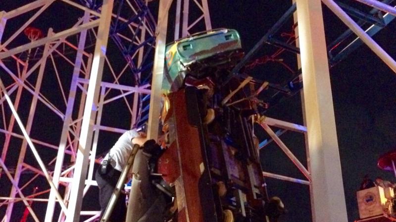 "Firefighters working as fast as they can to rescue 2 riders that are in a dangling rollercoaster car," the Daytona Beach Fire Department tweeted late Thursday. "Firefighters working as fast as they can to rescue 2 riders that are in a dangling rollercoaster car," the Daytona Beach Fire Department tweeted late Thursday.