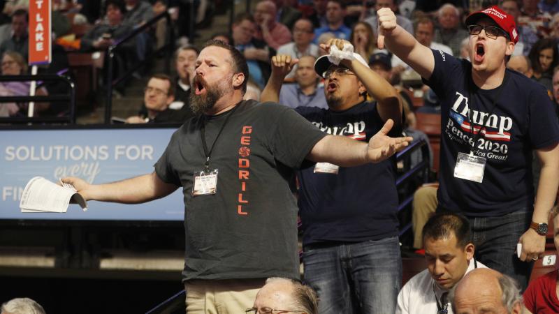 Delegates voice their disapproval during the Utah Republican 2018 nominating convention Saturday. Mitt Romney faced nearly a dozen GOP contenders. He was forced into a primary race with state Rep. Mike Kennedy after Kennedy received 51 percent of the vote Delegates voice their disapproval during the Utah Republican 2018 nominating convention Saturday. Mitt Romney faced nearly a dozen GOP contenders. He was forced into a primary race with state Rep. Mike Kennedy after Kennedy received 51 percent of the vote